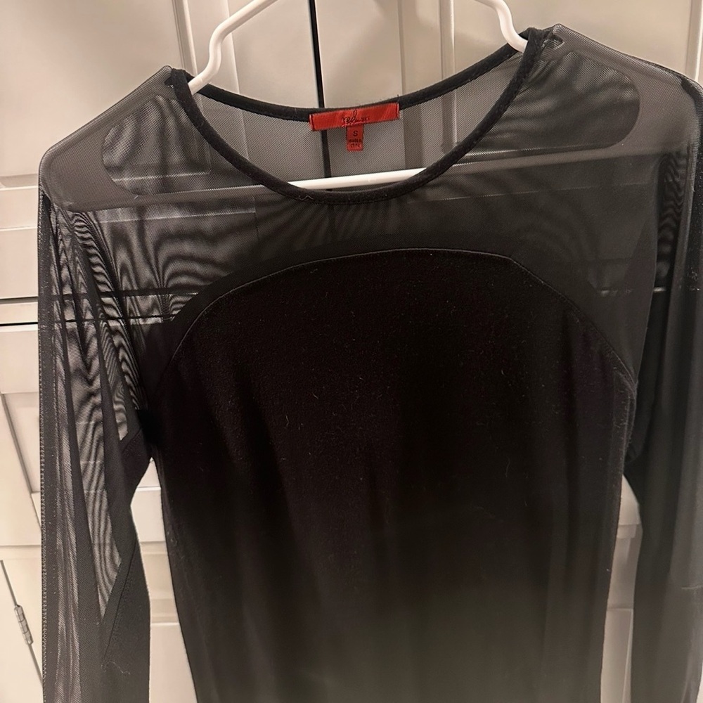 BKE Black Sheer Long Sleeve Top